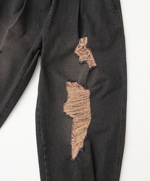 CIAOPANIC TYPY（チャオパニックティピー）の「【UNISEX】ダメージデニムカーブパンツ（デニムパンツ・メンズ・ブルー/ネイビー/ブラック・MEDIUM/LARGE）」の7枚目の写真