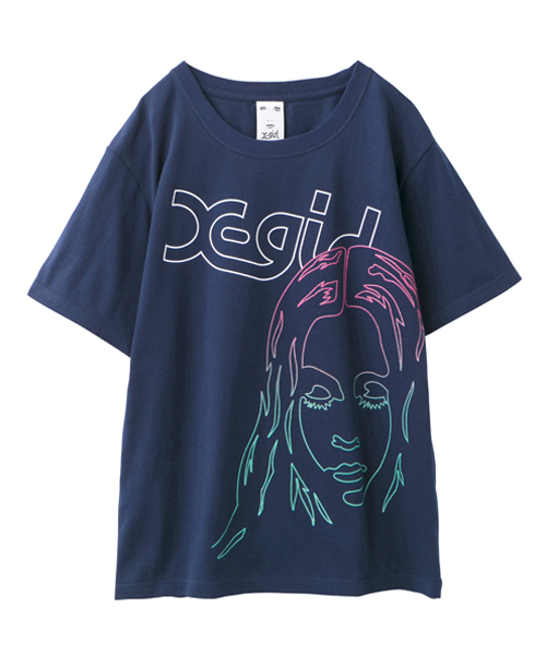 X-girl（エックスガール）の「FACE S/S BIG TEE（Tシャツ/カットソー・レディース・ホワイト/ブラック/ピンク/ネイビー・ONE SIZE）」の3枚目の写真