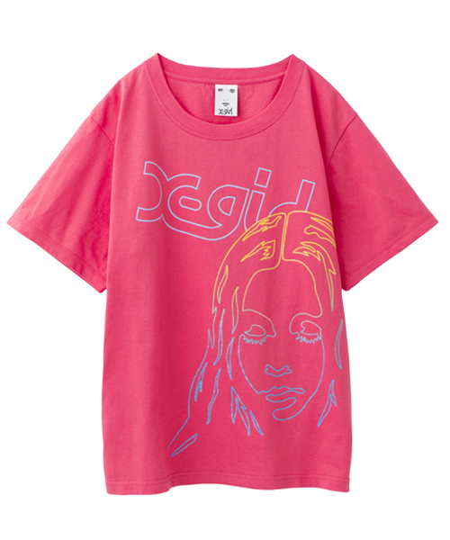 X-girl（エックスガール）の「FACE S/S BIG TEE（Tシャツ/カットソー・レディース・ホワイト/ブラック/ピンク/ネイビー・ONE SIZE）」の4枚目の写真