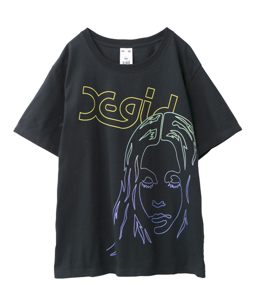 X-girl（エックスガール）の「FACE S/S BIG TEE（Tシャツ/カットソー・レディース・ホワイト/ブラック/ピンク/ネイビー・ONE SIZE）」の2枚目の写真