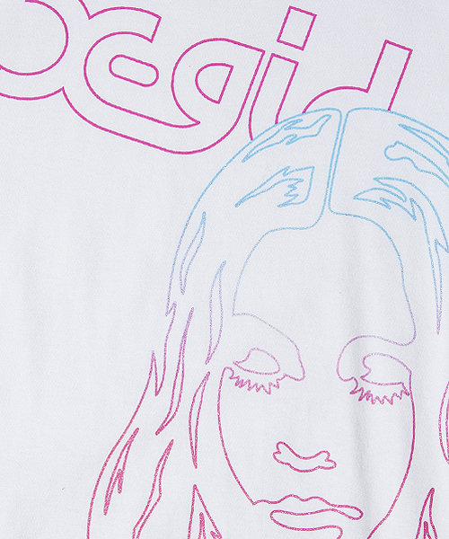 X-girl（エックスガール）の「FACE S/S BIG TEE（Tシャツ/カットソー・レディース・ホワイト/ブラック/ピンク/ネイビー・ONE SIZE）」の5枚目の写真