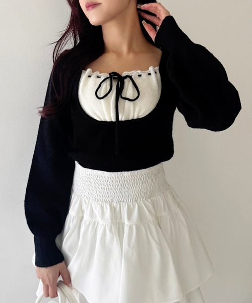 セール】レイヤードドッキングニット（ニット/セーター）｜one after