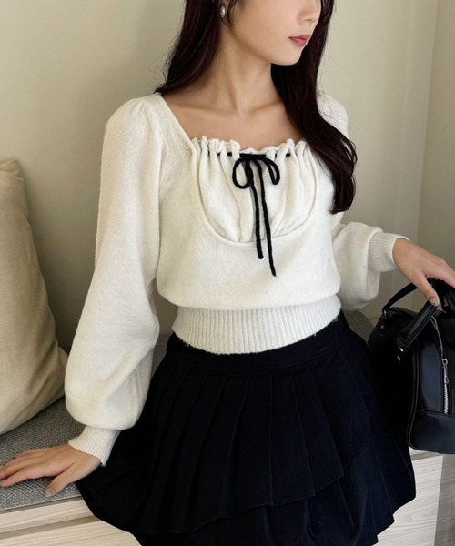 セール】レイヤードドッキングニット（ニット/セーター）｜one