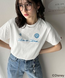大人女子必見! 綿100%「ディズニー」サイン風刺繍Tシャツ(半袖)