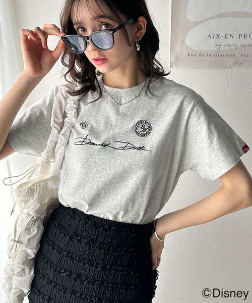 セール】大人女子必見！ 綿100％「ディズニー」サイン風刺繍Tシャツ