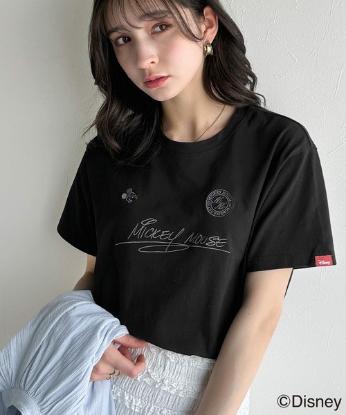 セール】大人女子必見！ 綿100％「ディズニー」サイン風刺繍Tシャツ