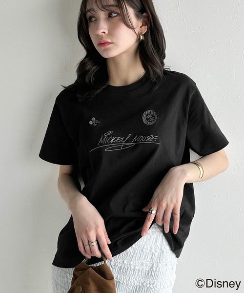 セール】大人女子必見！ 綿100％「ディズニー」サイン風刺繍Tシャツ