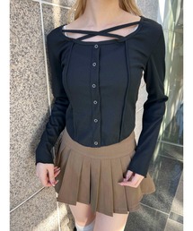 PHILLY | 【PHILLY】クロスデザインフェイクカーデトップス(Tシャツ/カットソー)