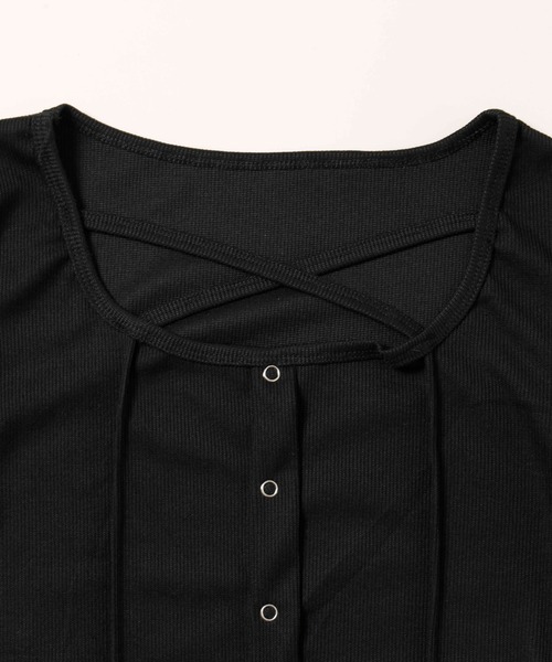 PHILLY（フィリー）の「【PHILLY】クロスデザインフェイクカーデトップス（Tシャツ/カットソー・レディース・ブラック/グレー/ホワイト・FREE）」の11枚目の写真