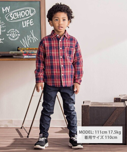 WASK（ワスク）の「チェック柄リバーシブルガーゼシャツ(100~160cm)（シャツ/ブラウス・キッズ・ネイビー・140cm/150cm/160cm/120cm/130cm）」の3枚目の写真