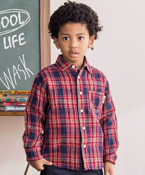 WASK（ワスク）の「チェック柄リバーシブルガーゼシャツ(100~160cm)（シャツ/ブラウス・キッズ・ネイビー・140cm/150cm/160cm/120cm/130cm）」の4枚目の写真