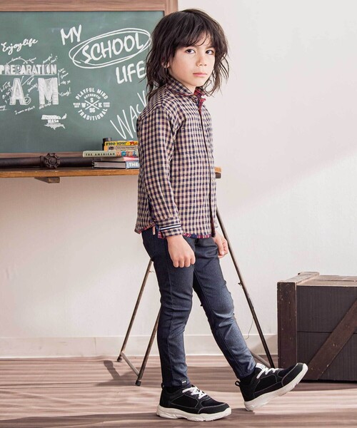 WASK（ワスク）の「チェック柄リバーシブルガーゼシャツ(100~160cm)（シャツ/ブラウス・キッズ・ネイビー・140cm/150cm/160cm/120cm/130cm）」の6枚目の写真