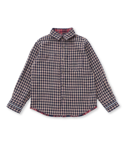 WASK（ワスク）の「チェック柄リバーシブルガーゼシャツ(100~160cm)（シャツ/ブラウス・キッズ・ネイビー・140cm/150cm/160cm/120cm/130cm）」の12枚目の写真