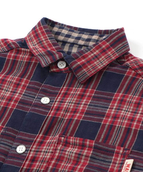 WASK（ワスク）の「チェック柄リバーシブルガーゼシャツ(100~160cm)（シャツ/ブラウス・キッズ・ネイビー・140cm/150cm/160cm/120cm/130cm）」の14枚目の写真