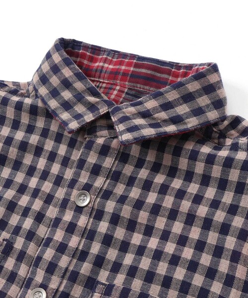 WASK（ワスク）の「チェック柄リバーシブルガーゼシャツ(100~160cm)（シャツ/ブラウス・キッズ・ネイビー・140cm/150cm/160cm/120cm/130cm）」の19枚目の写真