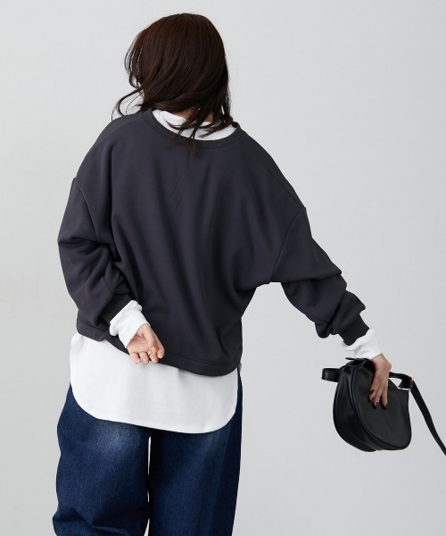 nissen(ニッセン)の「裏シャギー上下セットアップ(キーネックプルオーバー+Iラインスカート)(Tシャツ/カットソー・レディース・グレー/ブラック・S/3L/LL/L/M)」の20枚目の写真