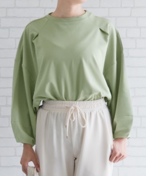 aquagarage（アクアガレージ）の「バルーン袖カットソー（Tシャツ/カットソー・レディース・ブラック/グレー/ネイビー/ホワイト/ライトグリーン・FREE）」の4枚目の写真