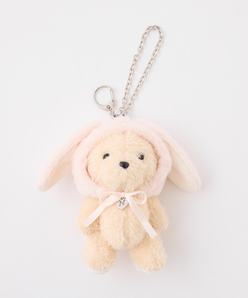 one after another NICE CLAUP（ワンアフターアナザーナイスクラップ）の「うさ耳クマぬいぐるみチャーム（チャーム・レディース・アイボリー/ブラウン・FREE）」の2枚目の写真
