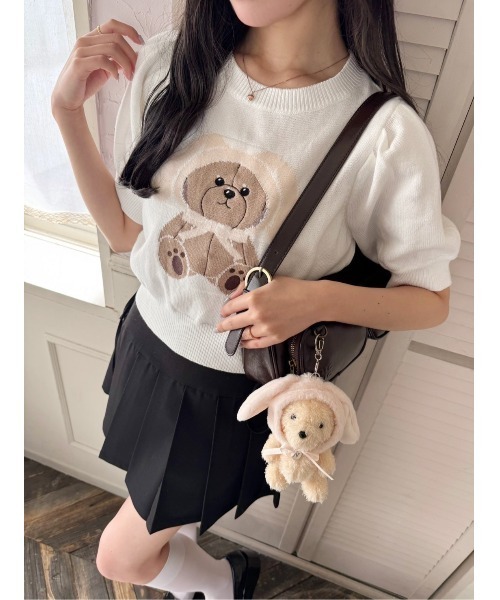 one after another NICE CLAUP（ワンアフターアナザーナイスクラップ）の「うさ耳クマぬいぐるみチャーム（チャーム・レディース・アイボリー/ブラウン・FREE）」の10枚目の写真