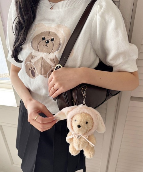 one after another NICE CLAUP（ワンアフターアナザーナイスクラップ）の「うさ耳クマぬいぐるみチャーム（チャーム・レディース・アイボリー/ブラウン・FREE）」の5枚目の写真