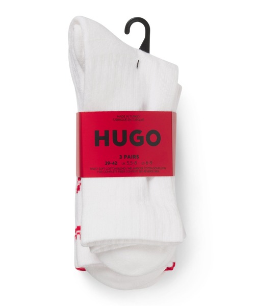 HUGO（ヒューゴ）の「ソックス3足セット ショートレングス スプリットロゴ（ソックス/靴下・メンズ・ホワイト/ベージュ・39-42/43-46）」の6枚目の写真