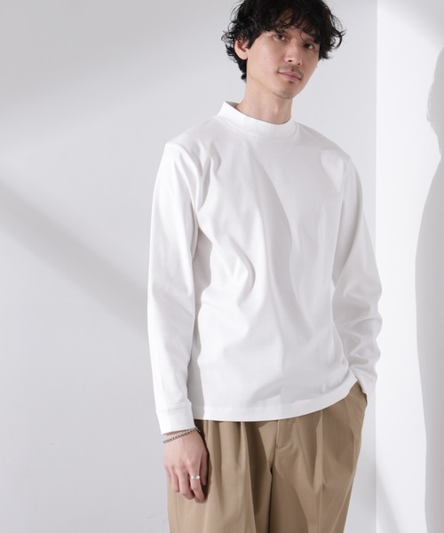 NANO universe(ナノユニバース)の「アンチスメルモックネックTシャツ 長袖(Tシャツ/カットソー・メンズ・ホワイト/ベージュ/ネイビー/ブラック・S/M/L/XL)」の5枚目の写真