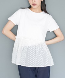 異素材ペプラムTシャツ