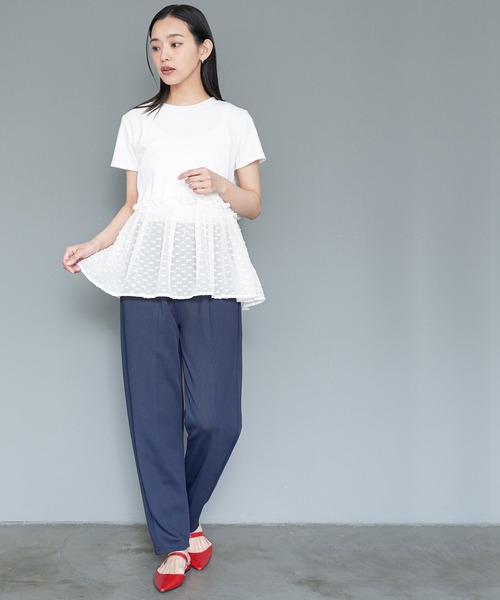 mili an deni(ミリアンデニ)の「異素材ペプラムTシャツ(Tシャツ/カットソー・レディース・ブラック/チャコールグレー/オフホワイト・M)」の6枚目の写真