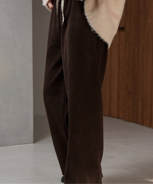 lawgy(ラウジー)の「rafu rib string straight pants / ラフリブストリングストレートパンツ(その他パンツ・レディース・ホワイト/ブラック/チョコ・FREE)」の1枚目の写真