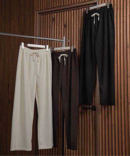 lawgy(ラウジー)の「rafu rib string straight pants / ラフリブストリングストレートパンツ(その他パンツ・レディース・ホワイト/ブラック/チョコ・FREE)」の2枚目の写真