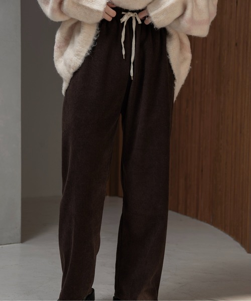 lawgy(ラウジー)の「rafu rib string straight pants / ラフリブストリングストレートパンツ(その他パンツ・レディース・ホワイト/ブラック/チョコ・FREE)」の9枚目の写真