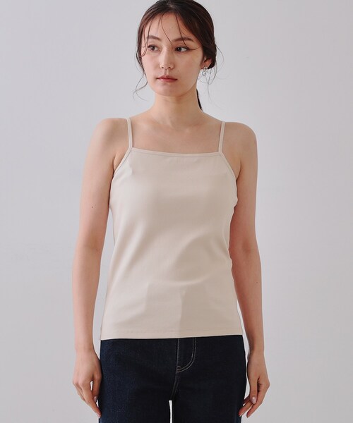 OPAQUE.CLIP(オペークドットクリップ)の「コットンリブキャミソール【洗濯機洗い可】(タンクトップ・レディース・ライトベージュ/オフホワイト/ブラック・36/40/38)」の14枚目の写真