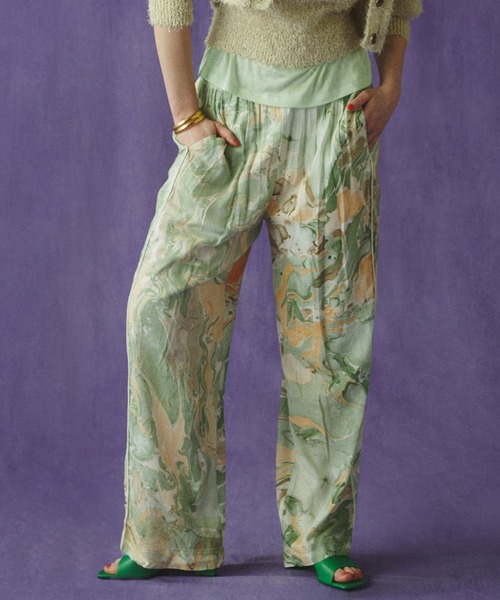 ROSE BUD(ローズバッド)の「MARBLE PRINT EASY PANTS(その他パンツ・レディース・ブルー/グリーン・ONE SIZE)」の2枚目の写真