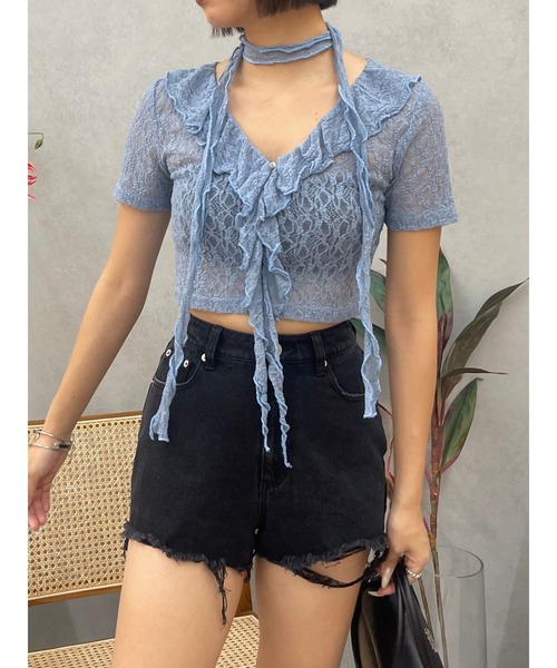 EVRIS（エヴリス）の「ダメージデニムショートパンツ（デニムパンツ・レディース・ベージュ/ブルー/ブラック・SMALL/MEDIUM）」の13枚目の写真