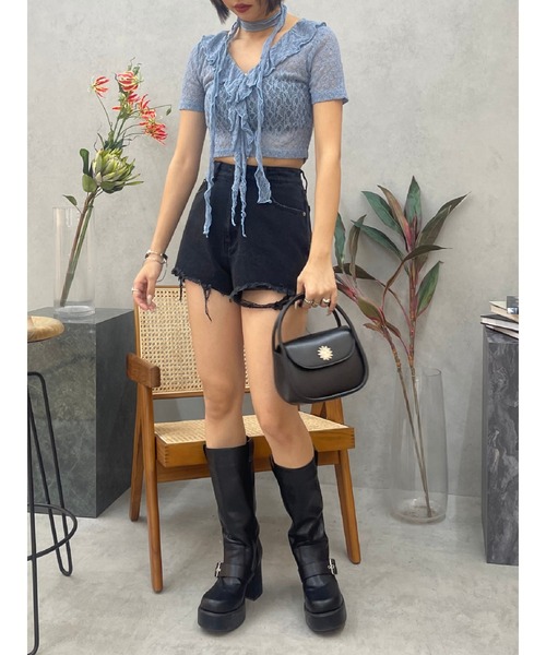 EVRIS（エヴリス）の「ダメージデニムショートパンツ（デニムパンツ・レディース・ベージュ/ブルー/ブラック・SMALL/MEDIUM）」の15枚目の写真