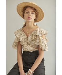 Cold Shoulder Blouse コールドショルダー半袖ブラウス