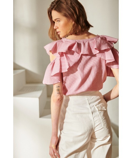 Cold Shoulder Blouse コールドショルダー半袖ブラウス（シャツ