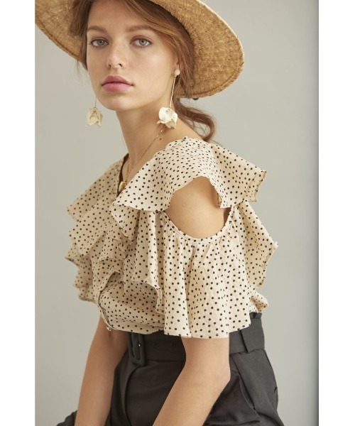 Cold Shoulder Blouse コールドショルダー半袖ブラウス（シャツ