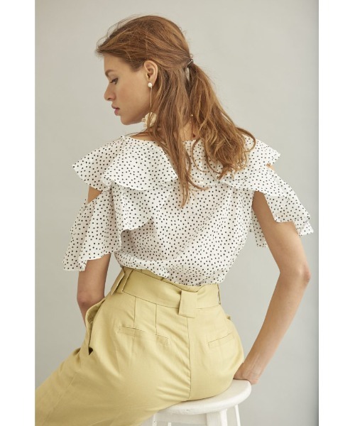 Cold Shoulder Blouse コールドショルダー半袖ブラウス（シャツ
