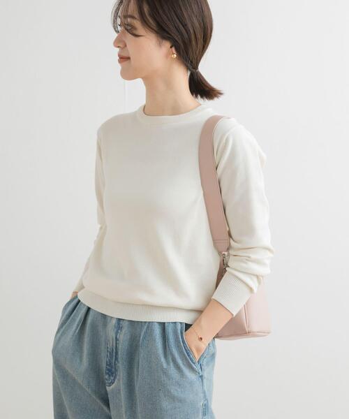 URBAN RESEARCH DOORS(アーバンリサーチドアーズ)の「オーガニックコットンクルーネックプルオーバー(ニット/セーター・レディース・オフホワイト/イエロー系その他/ブルー系その他・MEDIUM)」の4枚目の写真