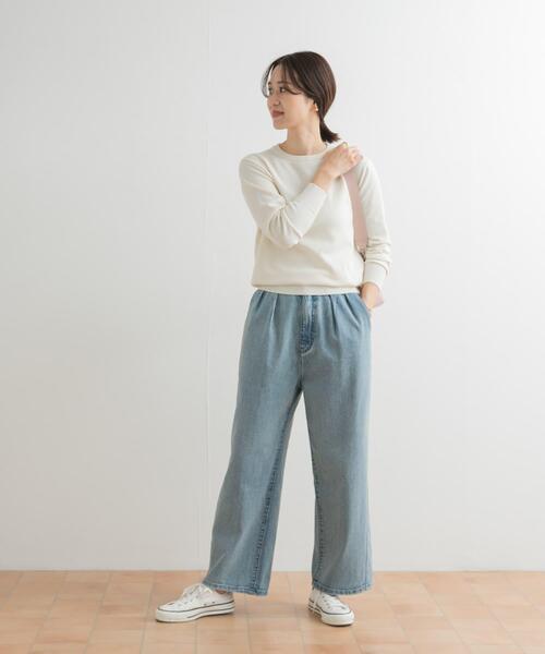 URBAN RESEARCH DOORS(アーバンリサーチドアーズ)の「オーガニックコットンクルーネックプルオーバー(ニット/セーター・レディース・オフホワイト/イエロー系その他/ブルー系その他・MEDIUM)」の13枚目の写真