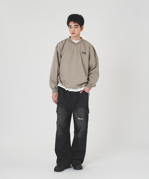 DRAW CORD V NECK NYLON PULLOVER／ドローコードVネックナイロン