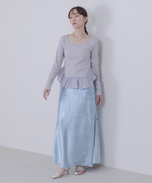 【美品】Eimee Law エイミーロウ 異素材切替パッチワークデニムJK デニムトリム ダンボール&ストライプジャケット Eimee Law