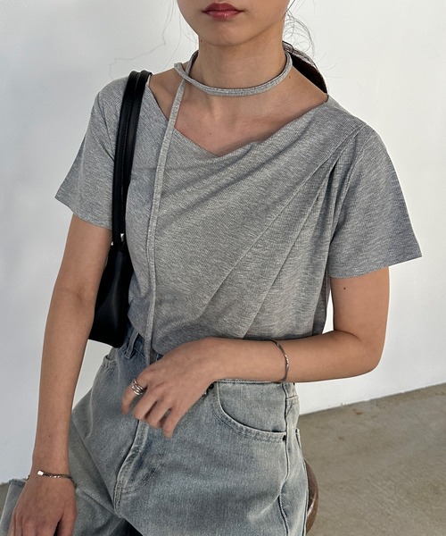 solleim（ソルレム）の「ストラップ付ドレープTシャツ（Tシャツ/カットソー・レディース・ブラック/グレイッシュベージュ/オフホワイト/グレー・M/L）」の20枚目の写真