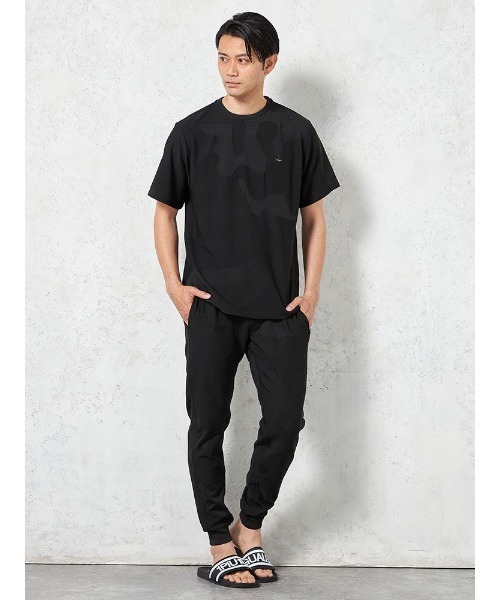 1piu1uguale3 RELAX（ウノピュウノウグァーレトレリラックス）の「【1PIU1UGUALE3 RELAX】BIG CAMO JACQUARD ロングパンツ 通年（ウノ ピゥ ウノ ウグァーレ トレ）（スウェットパンツ・メンズ・ブラック・M/LL/L）」の2枚目の写真