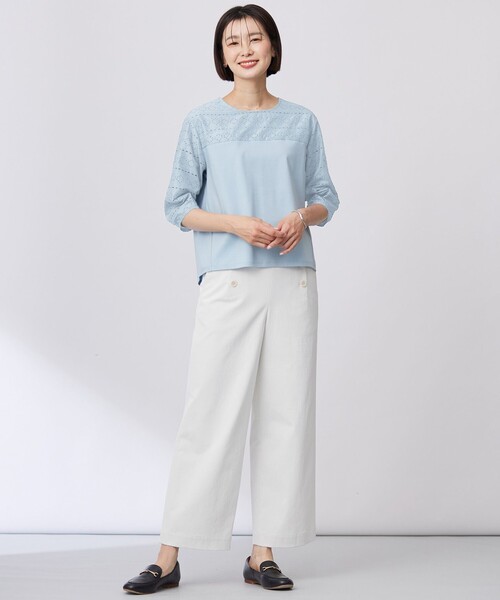 J.PRESS(ジェイプレス)の「【洗える】スムースジャージー 刺繍 カットソー(Tシャツ/カットソー・レディース・ライトグレー系/ライトグリーン系/ホワイト系/ダルブルー系・T15/T13)」の11枚目の写真