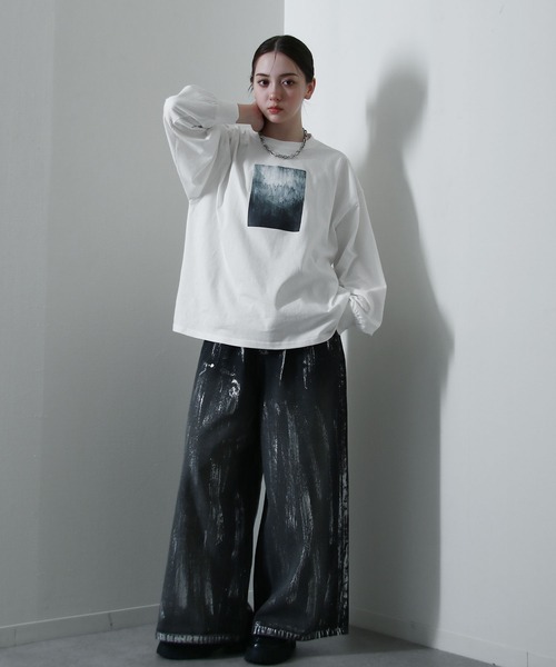 NILWAY（ニルウェイ）の「アソートグラフィック 長袖 ロング Tシャツ ロンT（Tシャツ/カットソー・メンズ・ブラック/ホワイト系/ホワイト系1/ホワイト系2/グレー系2/グレー系/ブラック系2/チャコール/ブラック系/ホワイト/ブラック系1/グレー系1・MEDIUM/LARGE）」の14枚目の写真