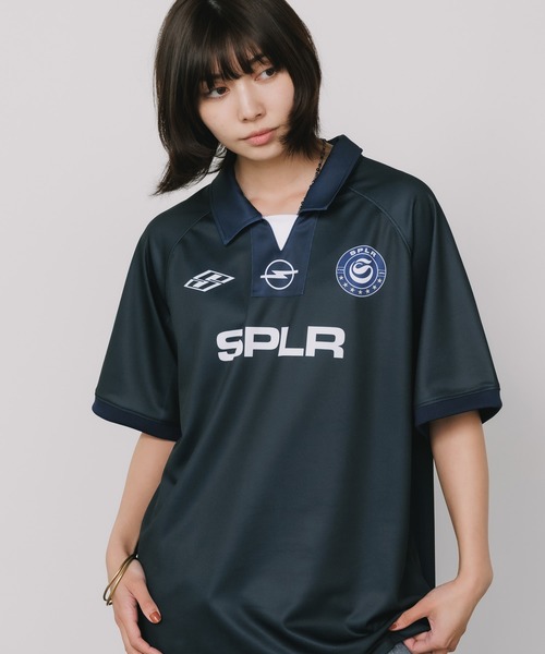 SPLR(エス・ピー・エル・アール)の「SPLR/エスピーエルアール Soccer Game Shirts Tシャツ(Tシャツ/カットソー・メンズ・ピンク/ブラック・XL/L/M)」の1枚目の写真