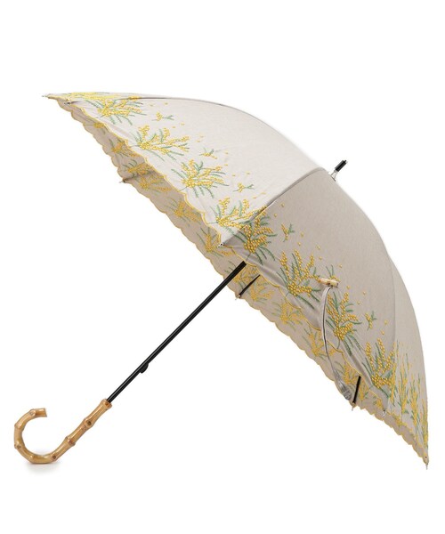 SHOO・LA・RUE（シューラルー）の「【日傘/晴雨兼用】【because】ミモザ刺繍ロングアンブレラ（長傘・レディース・アイボリー系/ライトグレー系/アイボリー系1/ブルー系1・00）」の2枚目の写真
