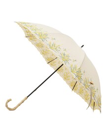 【日傘/晴雨兼用】【because】ミモザ刺繍ロングアンブレラ